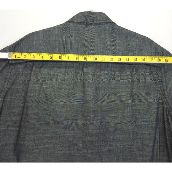 Rock & Republic Camp Button Down Shirt Flap Zip Pockets Short Sleeve Men XL Gray - Picture 5 of 9